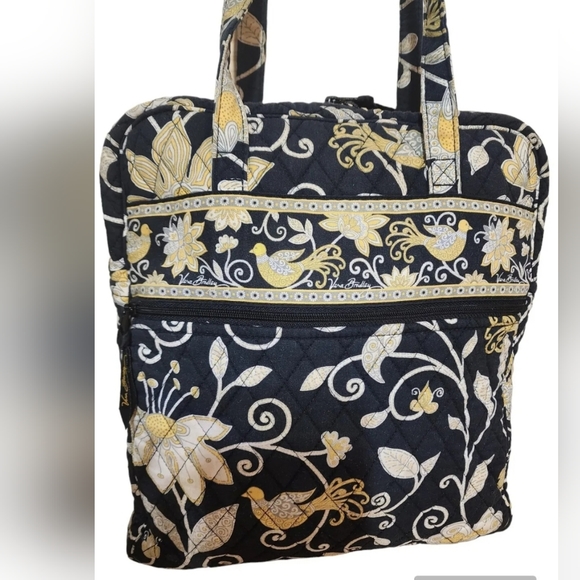 Vera Bradley Yellow Bird Pattern 14" Diaper Travel Tote Bag Laptop Case Retired - Picture 4 of 6